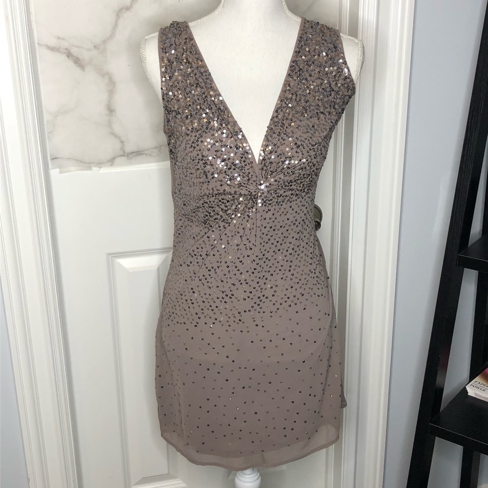 Armani exchange taupe sequin dress